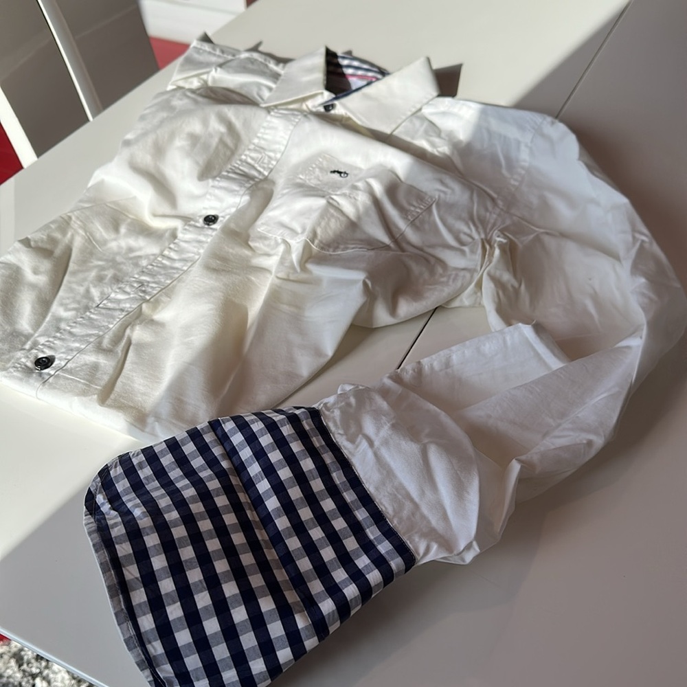 Moods of Norway White Casual Button Down Shirt with Gingham Trim - Picture 4 of 4